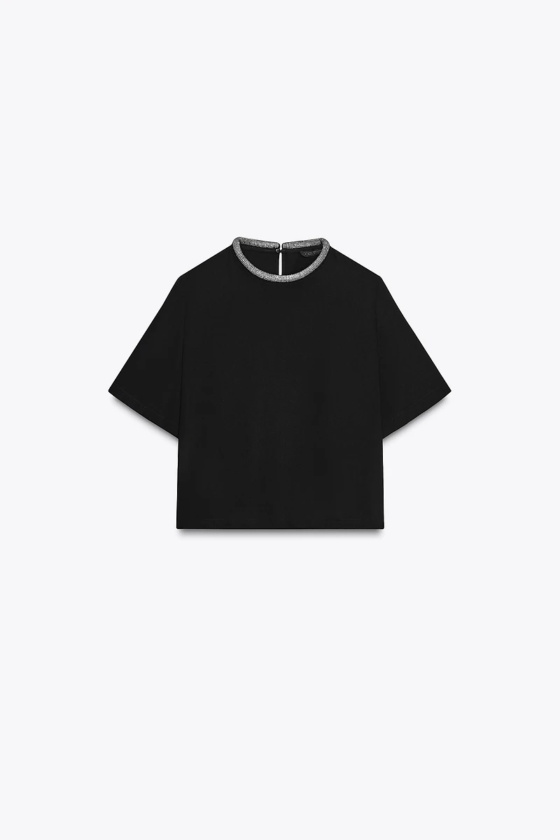 GLITTER NECK TOP