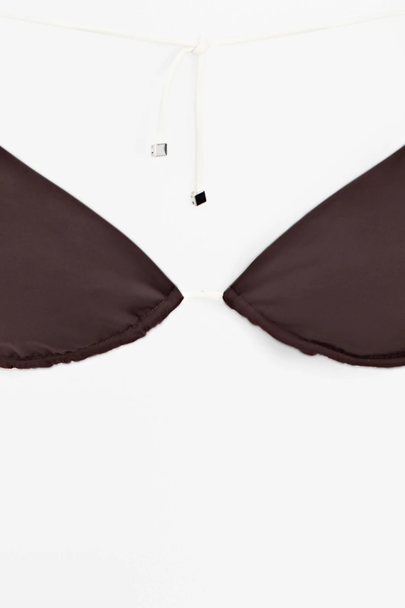 Triangle bikini top with contrast bow