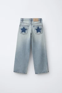 WIDE LEG STUDDED JEANS