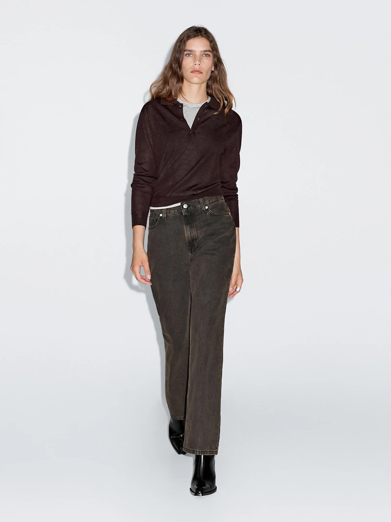 Pull polo en maille 100 % laine