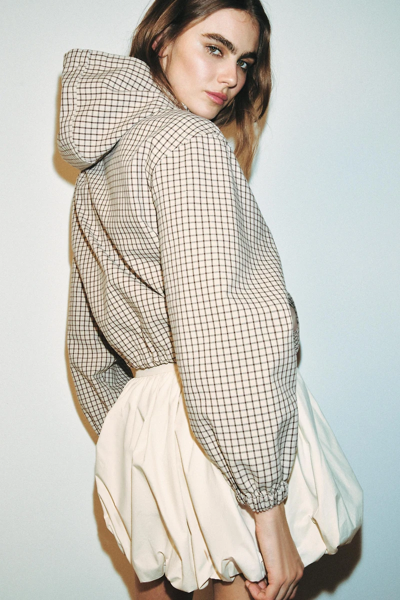 PLAID HOODED JACKET