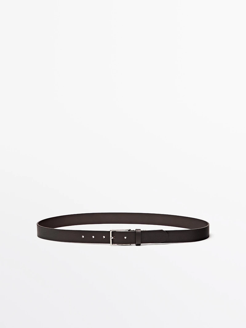Ceinture boucle rectangulaire en cuir nappa