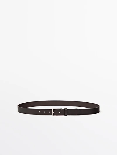 Ceinture boucle rectangulaire en cuir nappa