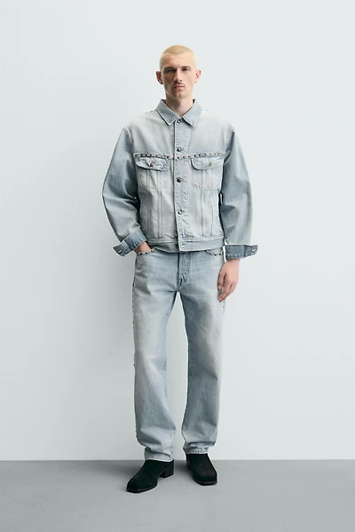 STRAIGHT FIT JEANS WITH METAL STUDS