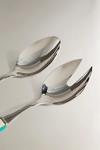 SALAD FLATWARE SET WITH STRIPED HANDLE (SET OF 2) X COLLAGERIE