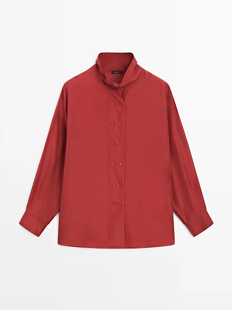 100% silk shirt with button details