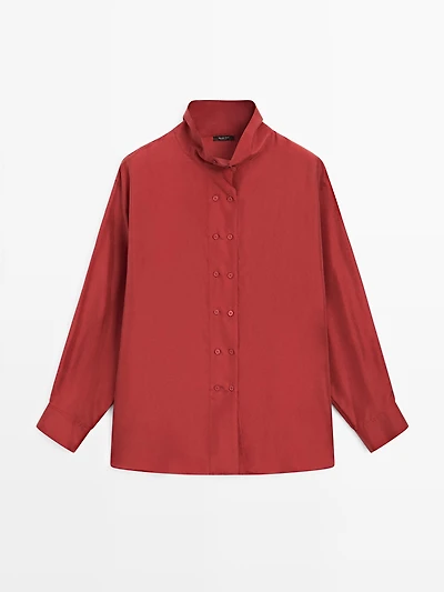 100% silk shirt with button details