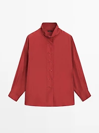 100% silk shirt with button details