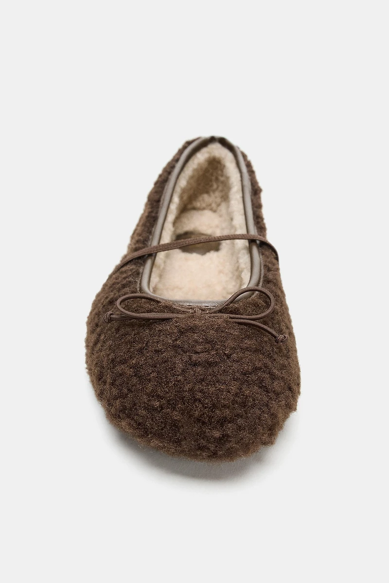 FAUX SHEARLING BALLET FLATS