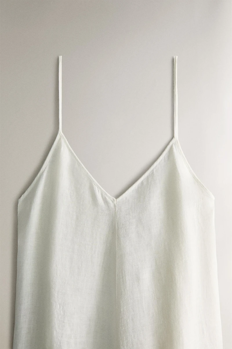 LONG STRAPPY LINEN DRESS
