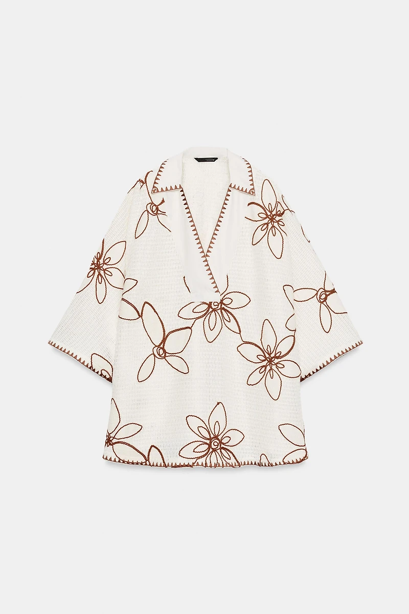 EMBROIDERED CAFTAN BLOUSE