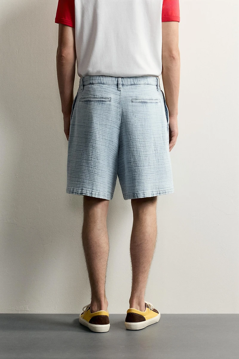SOFT STRUCTURED PLEATED BERMUDA SHORTS