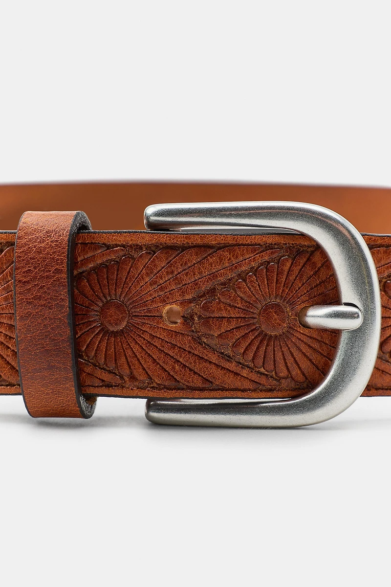 100% CARVED LEATHER BELT