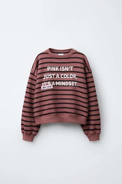 STRIPED TEXT SWEATSHIRT