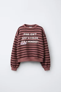 STRIPED TEXT SWEATSHIRT