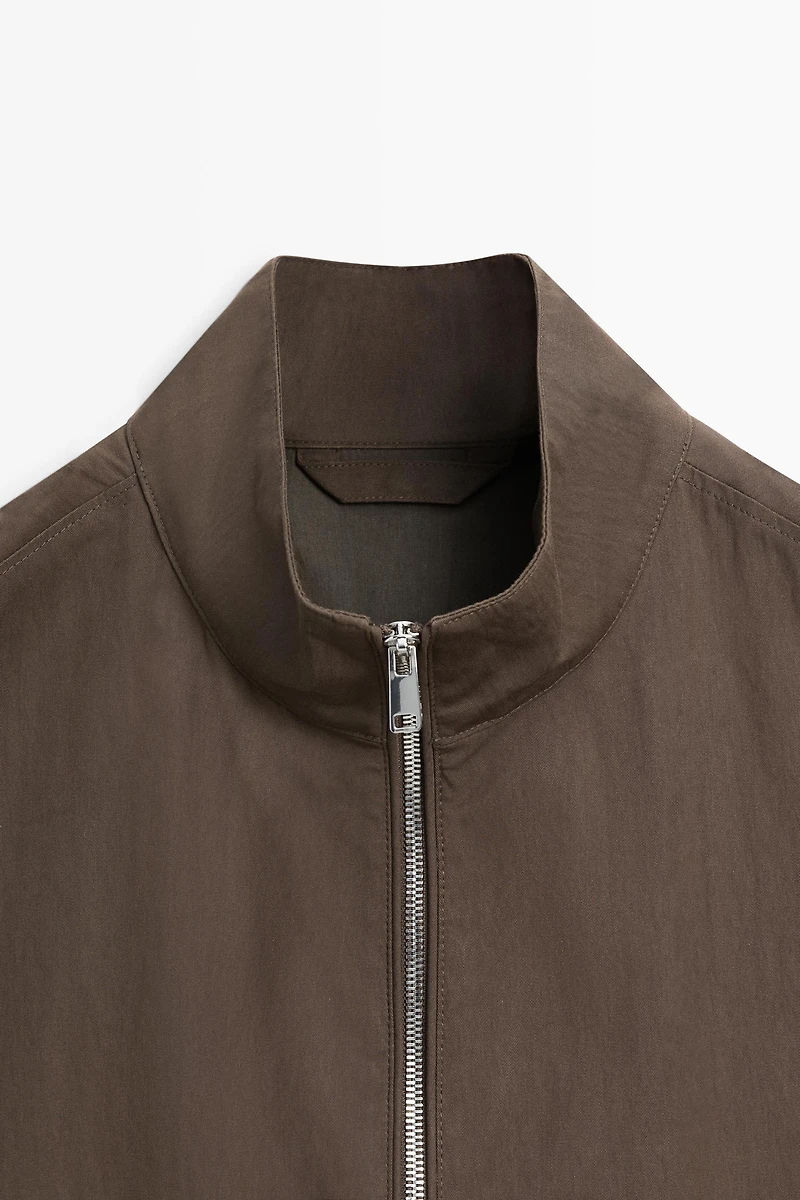 Cotton blend high-neck jacket