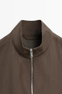 Cotton blend high-neck jacket