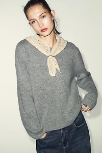 COMBINATION SCARF KNIT JUMPER