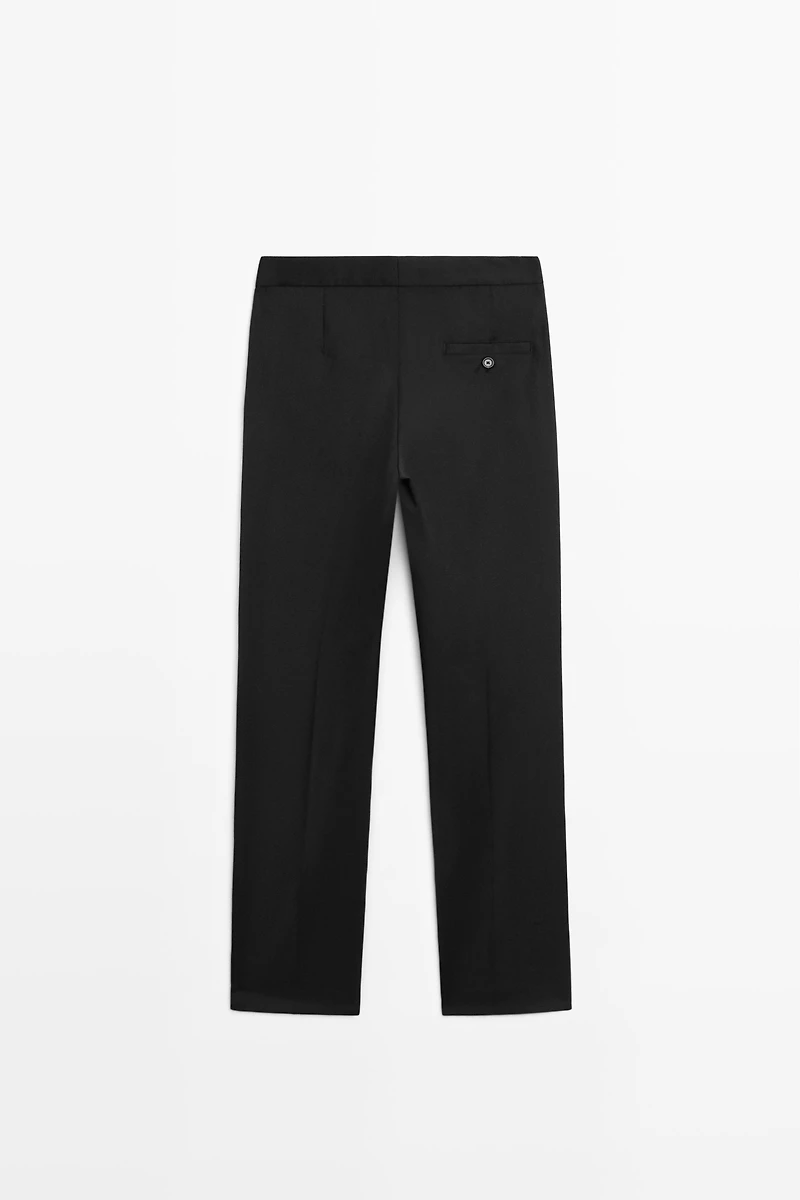 100% cold wool straight-leg pants