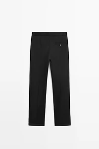 100% cold wool straight-leg pants