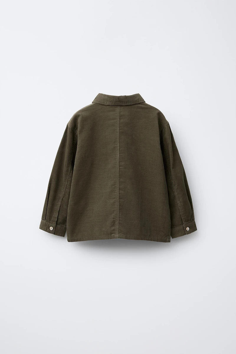 CHEMISE EN VELOURS CÔTELÉ FIN À POCHES