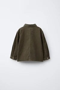 CHEMISE EN VELOURS CÔTELÉ FIN À POCHES