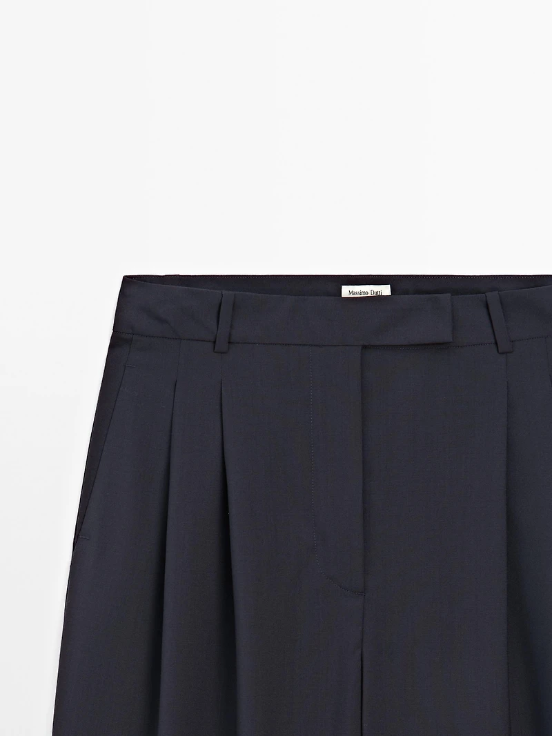 Pantalon à pinces doubles 100 % laine - STUDIO