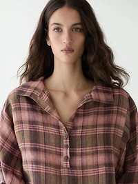 Flowing 100% linen check shirt