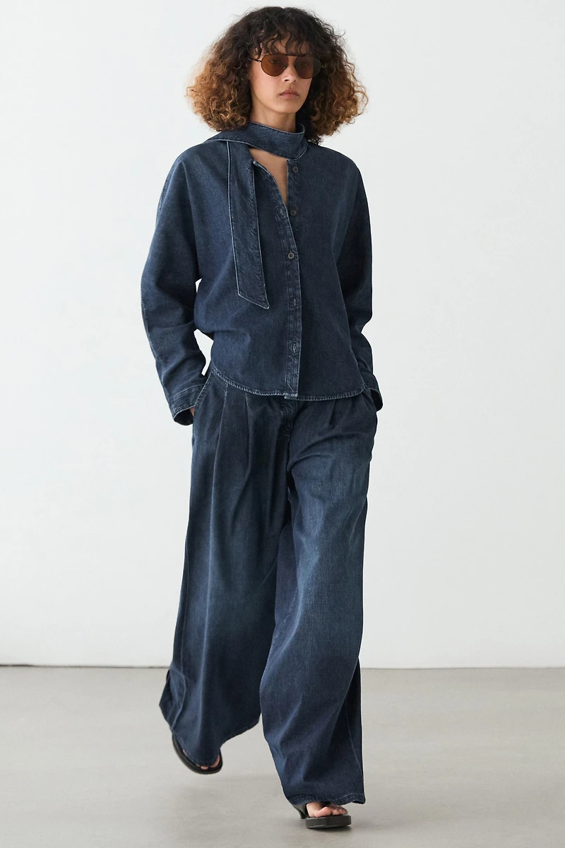 Chemise denim col détaillé