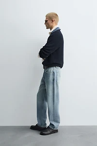 DENIM COLLAR KNIT POLO SHIRT