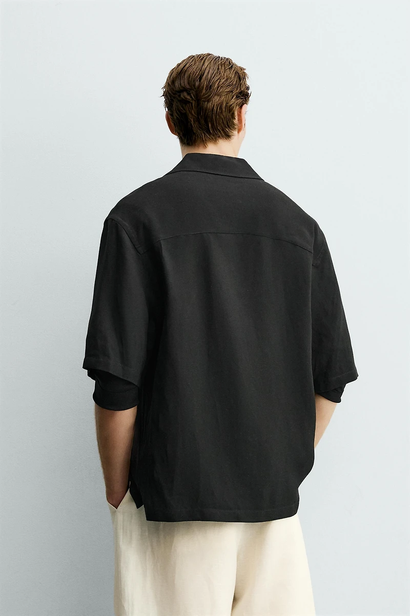 VISCOSE-LINEN KIMONO SHIRT
