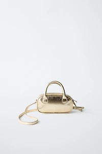 METALLIC MINI BOWLING CROSSBODY BAG