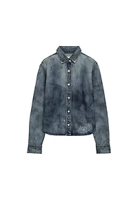TRF RIPPED WASHED EFFECT DENIM SHIRT