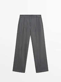 Darted pinstripe trousers