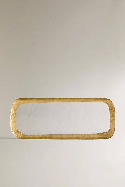 GLASS SERVING DISH WITH A GOLDEN RIM