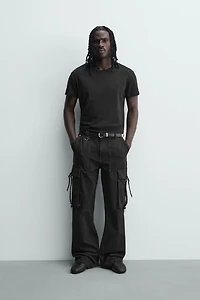 RELAXED FIT CARGO PANTS WITH STRAPS