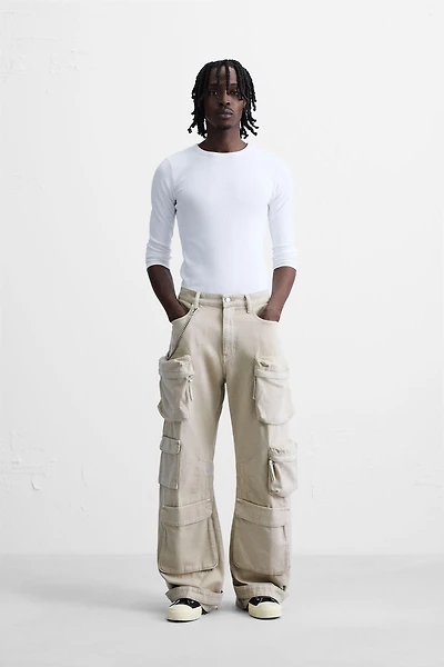 PANTALON CARGO EN DENIM AVEC POCHES