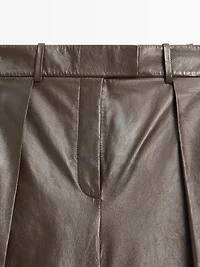 Long nappa leather Bermuda shorts with darts - STUDIO