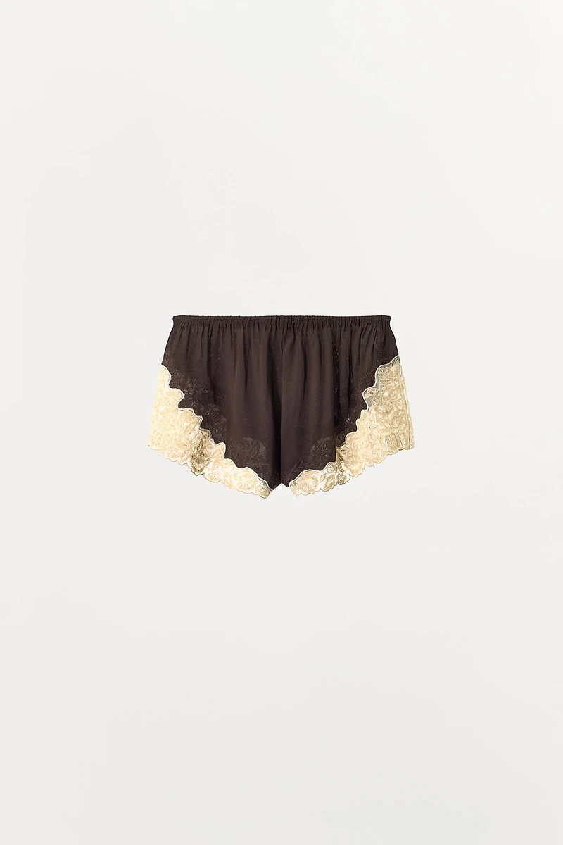100% VISCOSE SHORTS WITH BEADED LACE