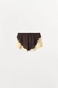 100% VISCOSE SHORTS WITH BEADED LACE