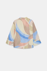 PRINTED LACE TRIM SHIRT