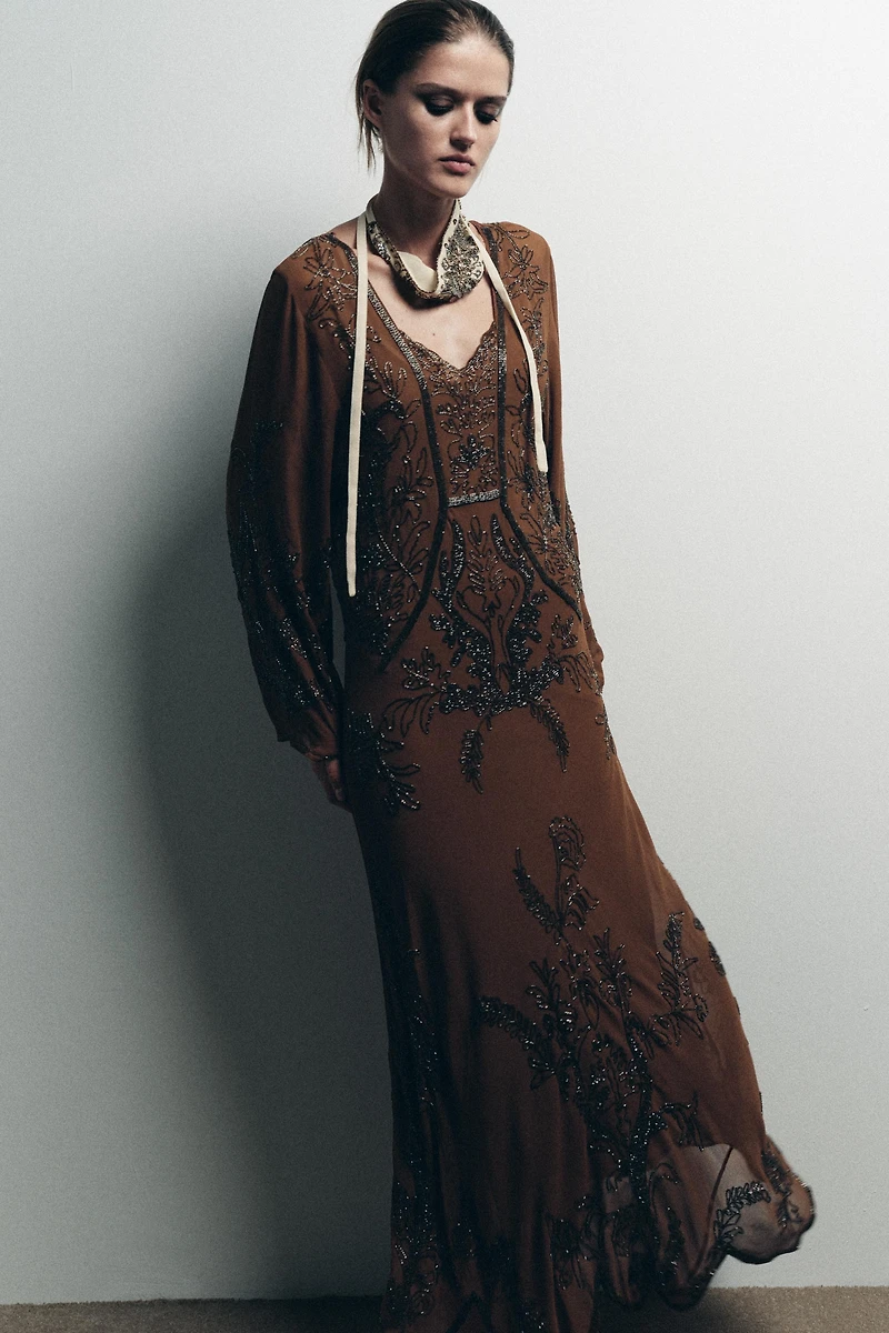 LIMITED EDITION BEADED GEORGETTE DRESS