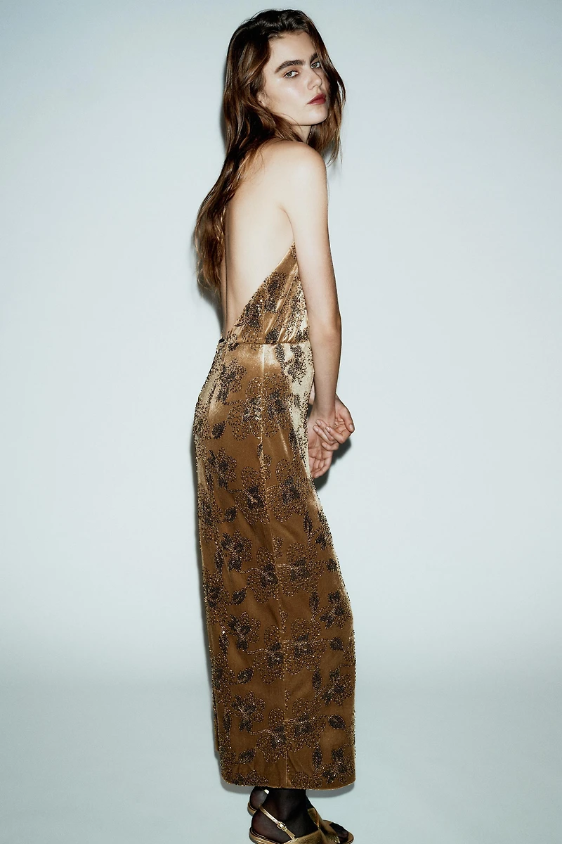 SEQUIN VELVET MIDI DRESS