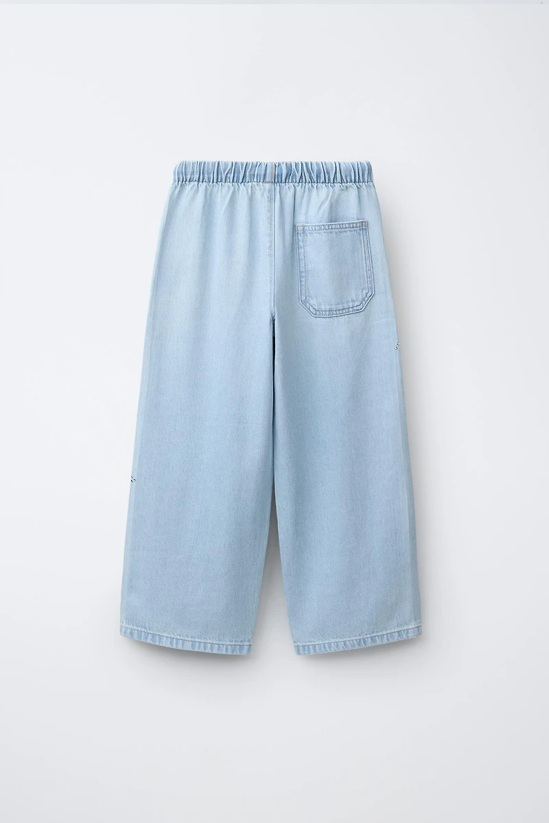 WIDE LEG RHINESTONE JEANS