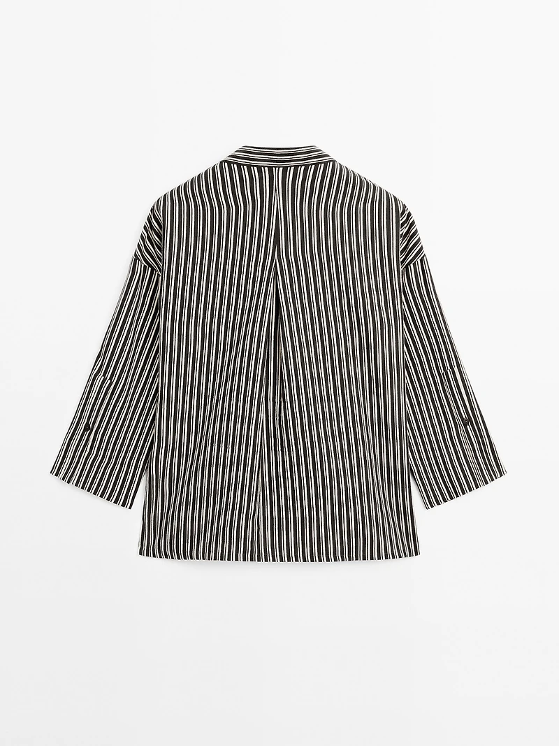 Striped cotton blend kimono