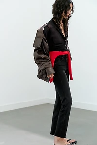TRF HIGH-WAIST CROPPED FLARE JEANS