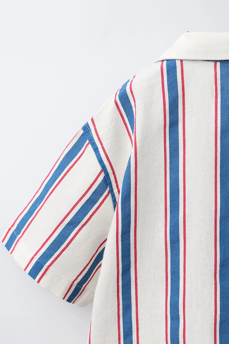EMBROIDERED FISH STRIPED SHIRT