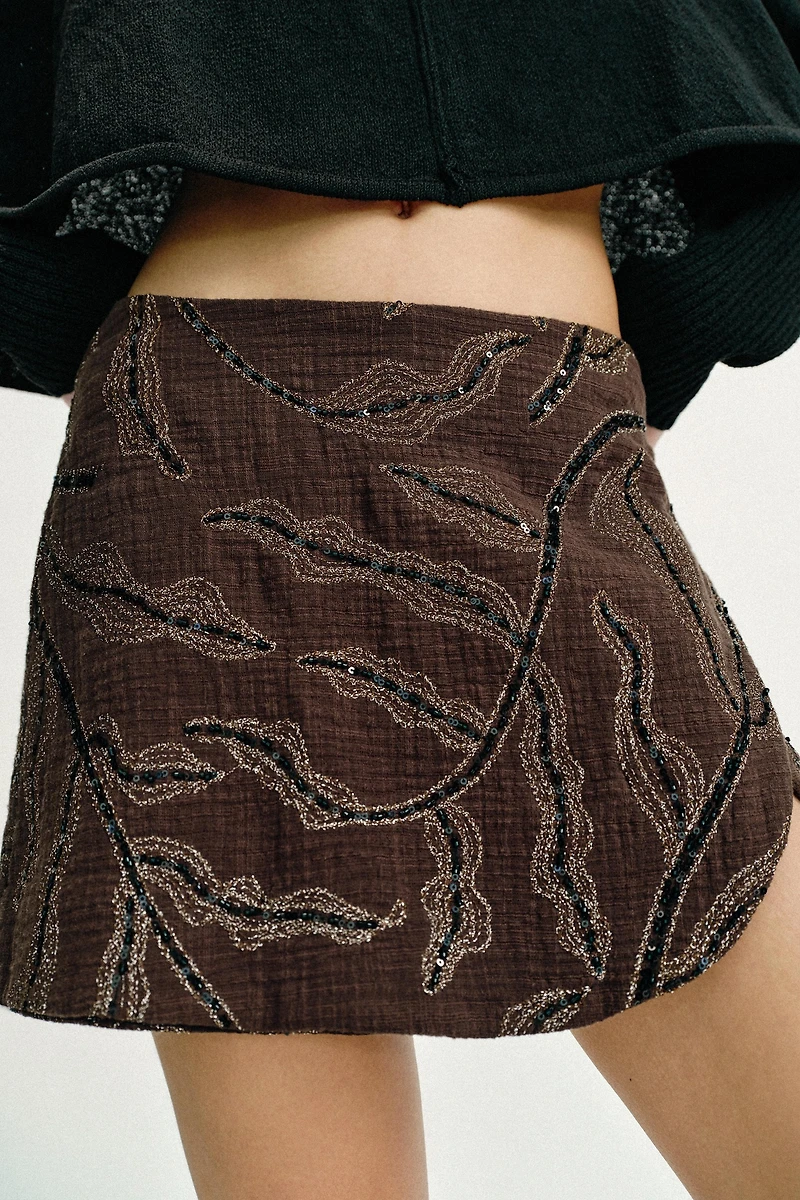 SEQUIN WRAP SKORT