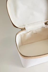RIGID CANVAS LEATHER MAKEUP BAG
