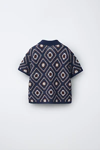 DIAMOND CROCHET KNIT SHIRT